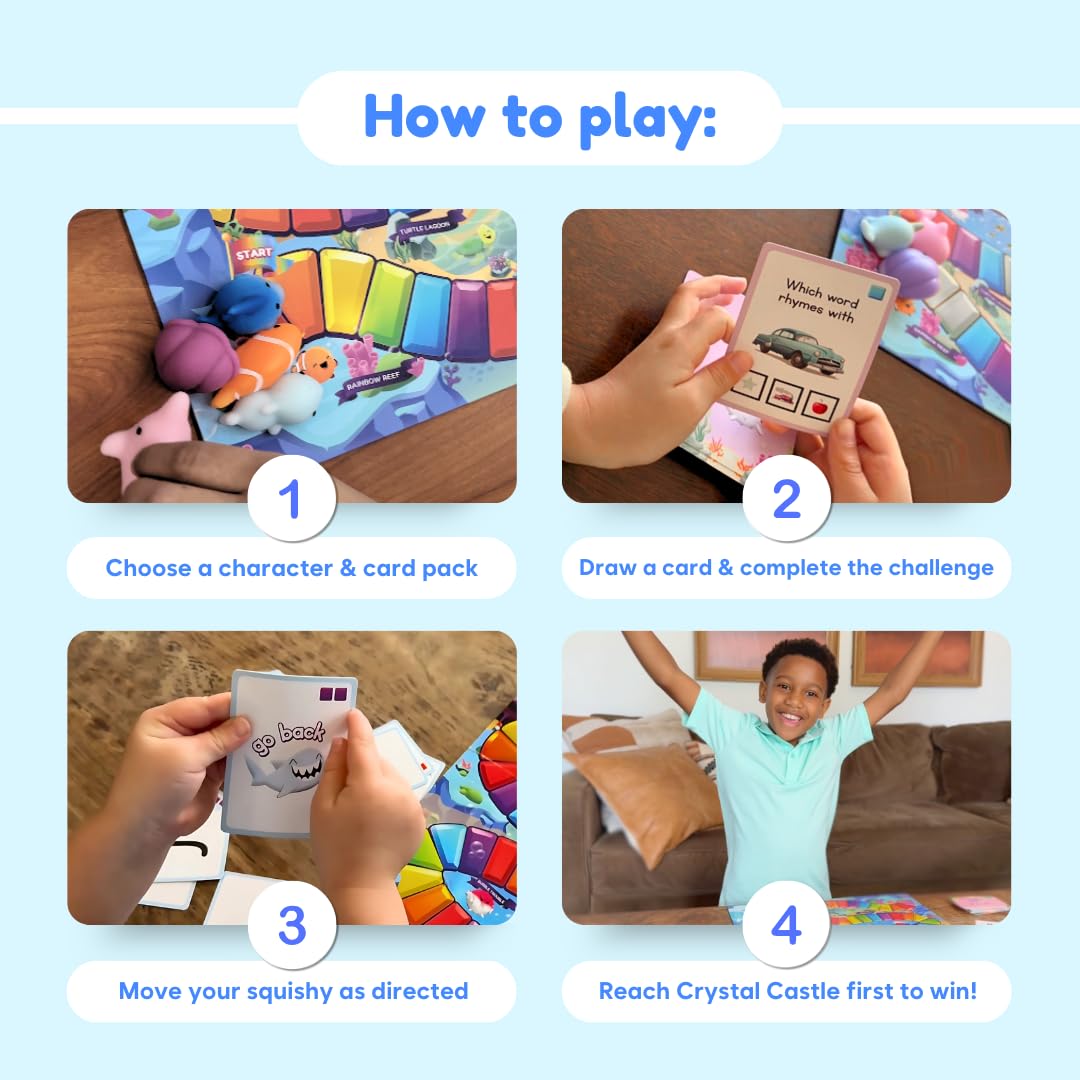 The Fidget Game SquishyLand supports 2-6 players for inclusive literacy play.