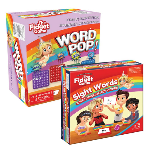 The Fidget Game flashcards support Dolch word practice for early readers.