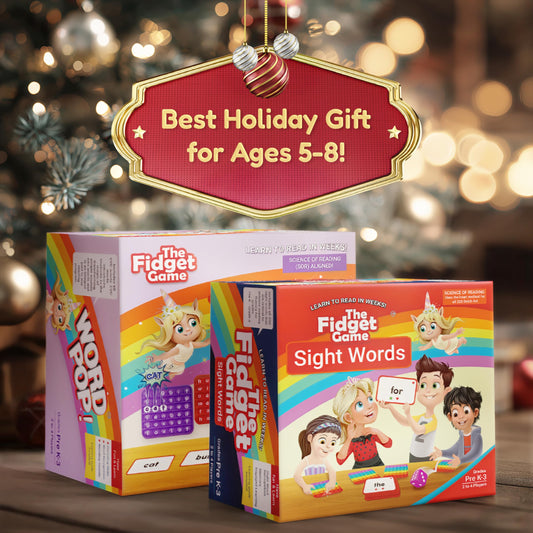 The Fidget Game pop dice encourage active sight word learning.