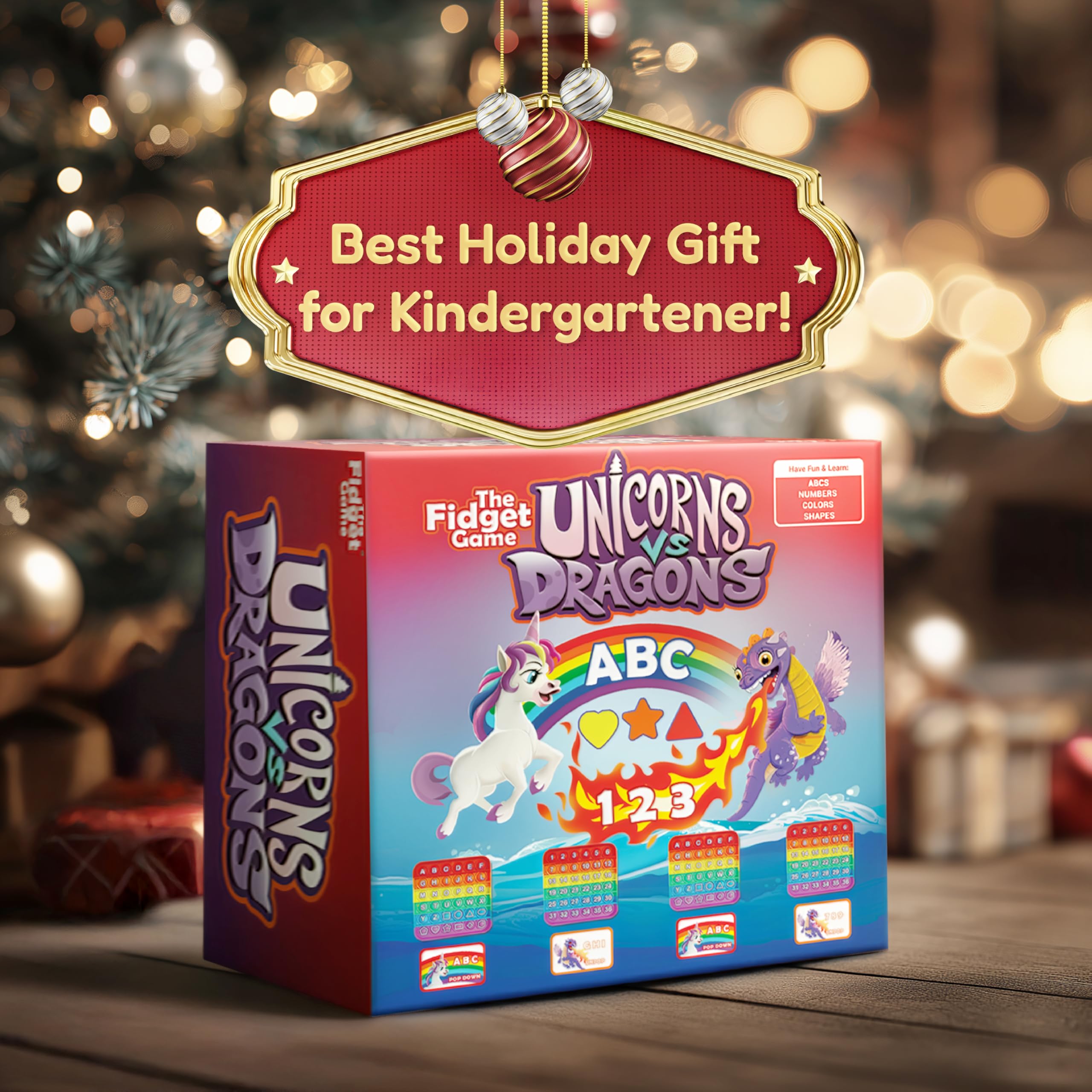 The Fidget Game Unicorns vs Dragons letter cards help kids practice alphabet skills.