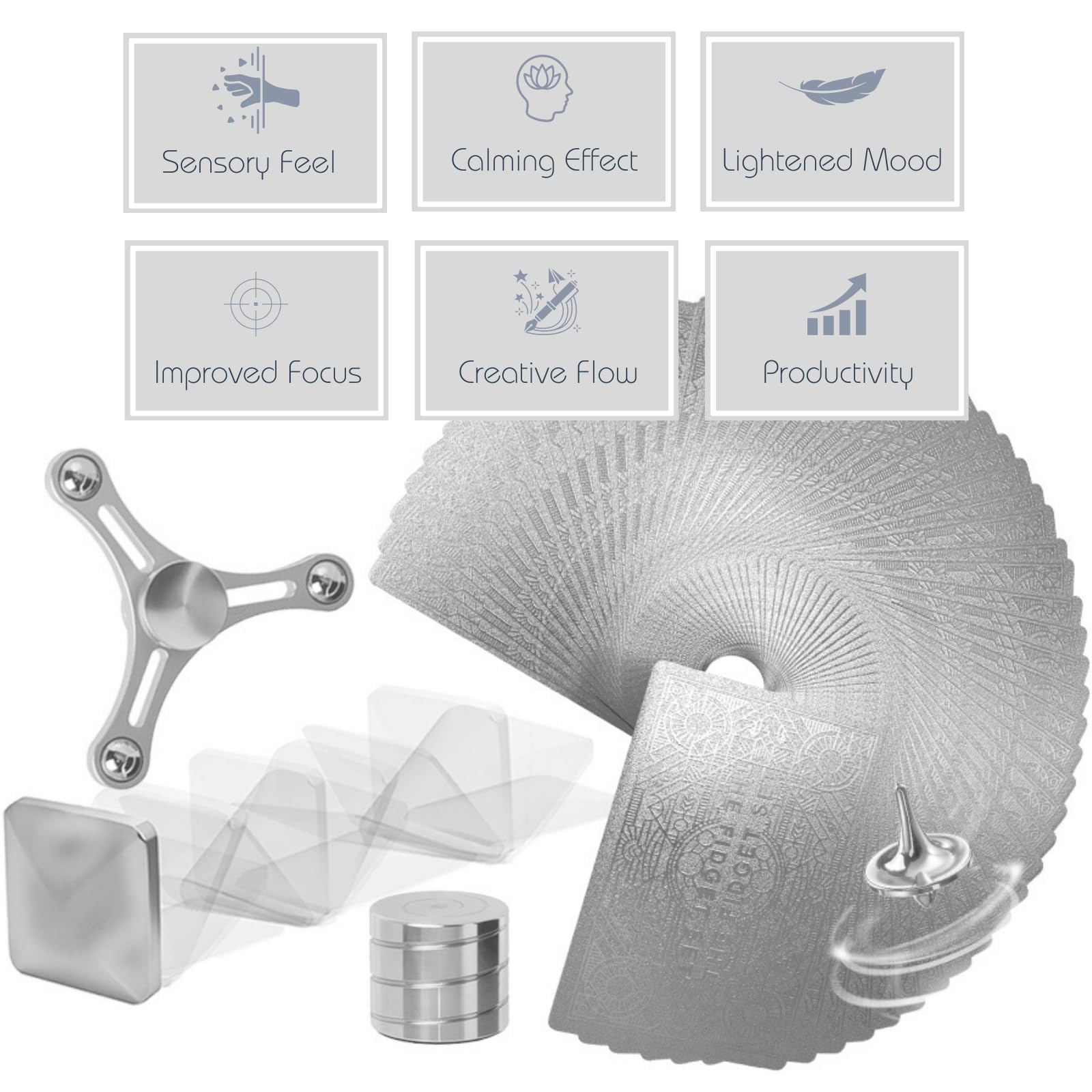 The Fidget Set rolling quadrilateral glides smoothly for mindful desk movement.