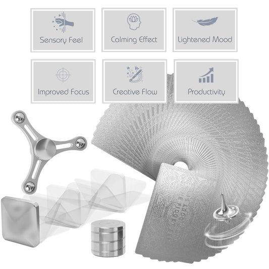 The Fidget Set rolling quadrilateral glides smoothly for mindful desk movement.