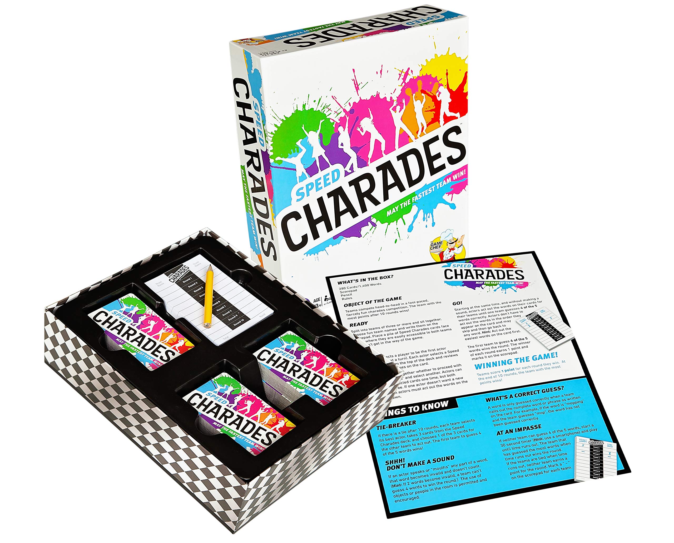 The GAME CHEF Speed Charades teams racing visual sparks energetic competition for all ages.
