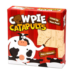 The Good Game Company Cowpie Catapults box and components showcase quick setup for fast barnyard battles.