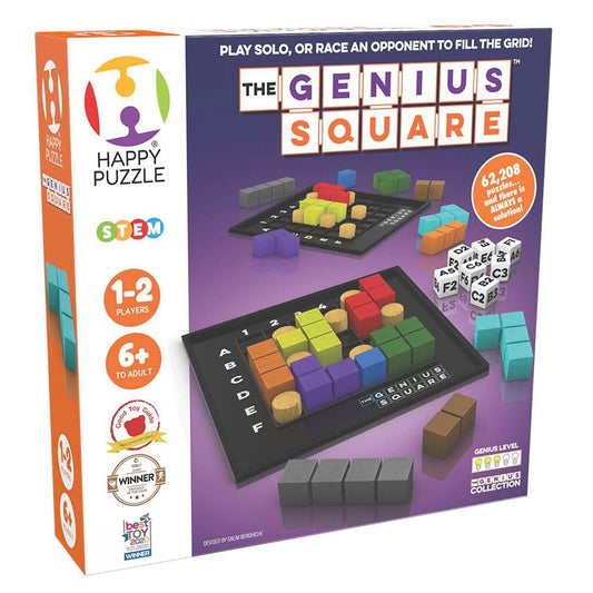 The Genius Square grid setup ready for a fast-paced challenge with The Happy Puzzle Company