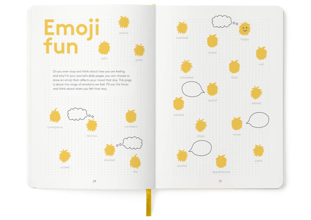 The HappyMe Journal writing page offers space to express thoughts and feelings.