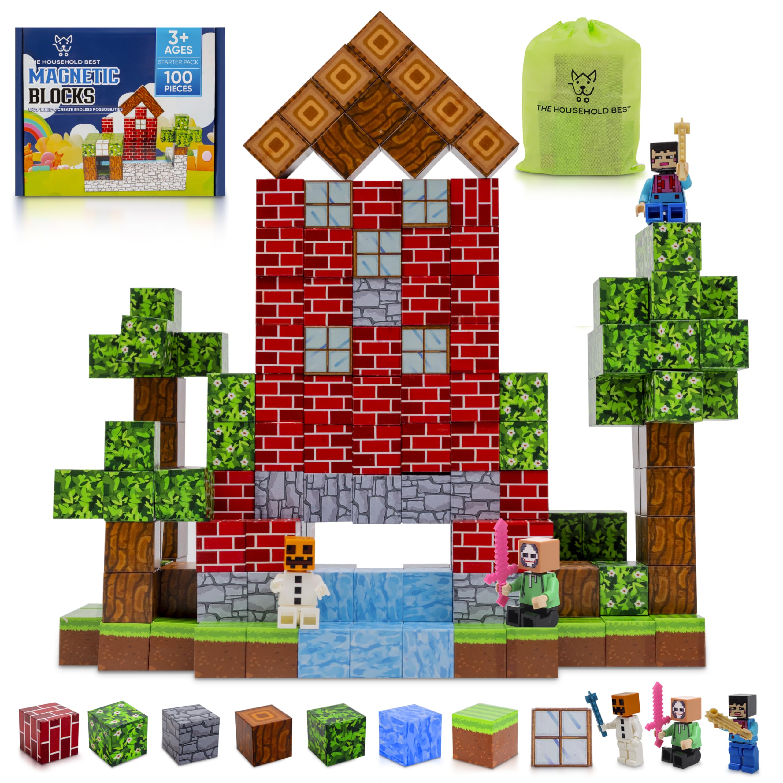 The Household Best THB 100 PCS magnets blocks cubes promote hands-on building and spatial awareness.