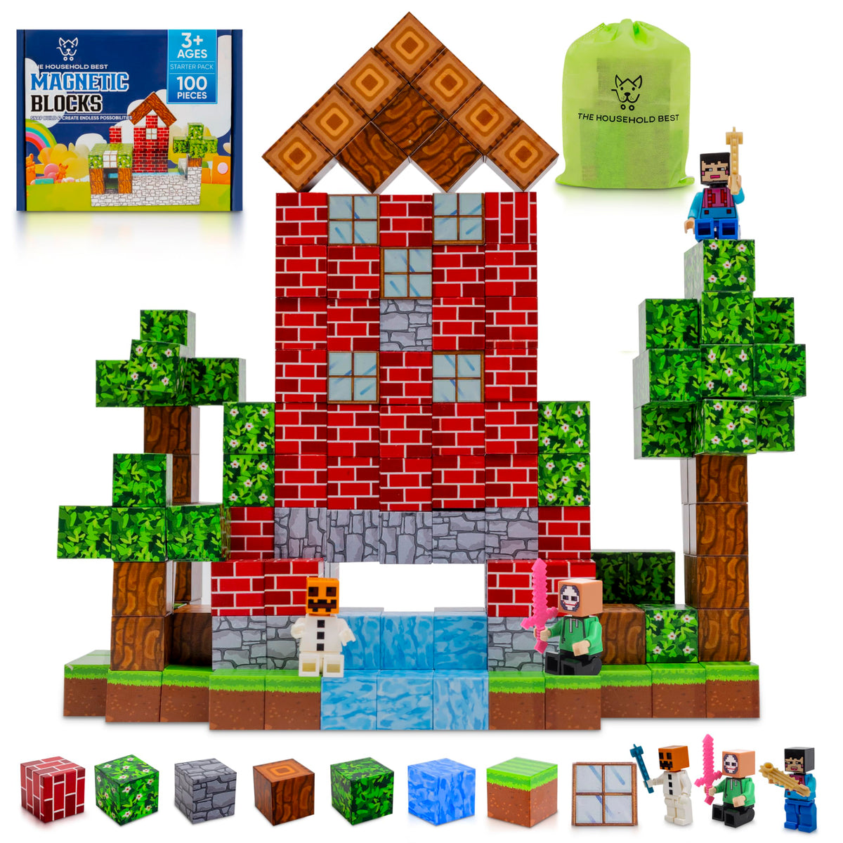 The Household Best THB 100 PCS magnets blocks cubes promote hands-on building and spatial awareness.