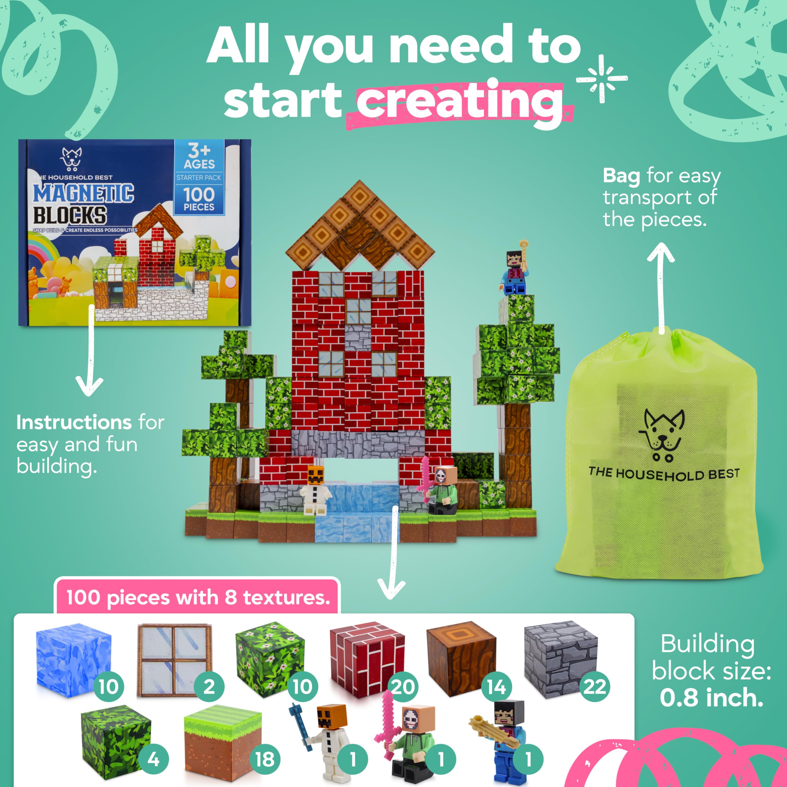 The Household Best THB forest-theme magnets inspire imaginative constructions for open-ended play.