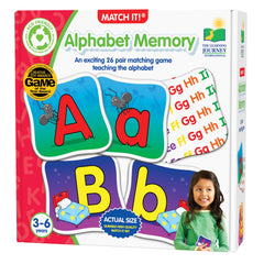 The Learning Journey front packaging showing game title and 26 pairs for quick identification and portability