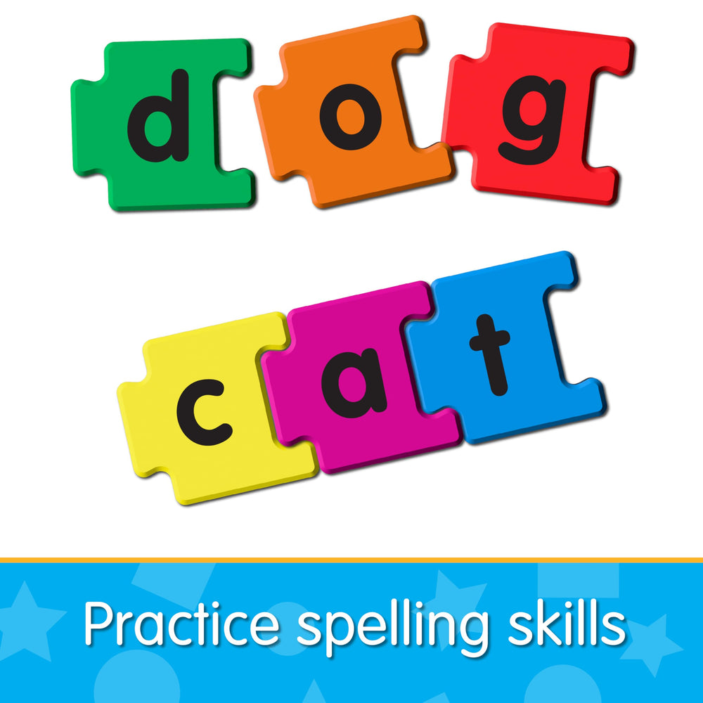 The Learning Journey magnetic letters on a play table with child building words for learning engagement