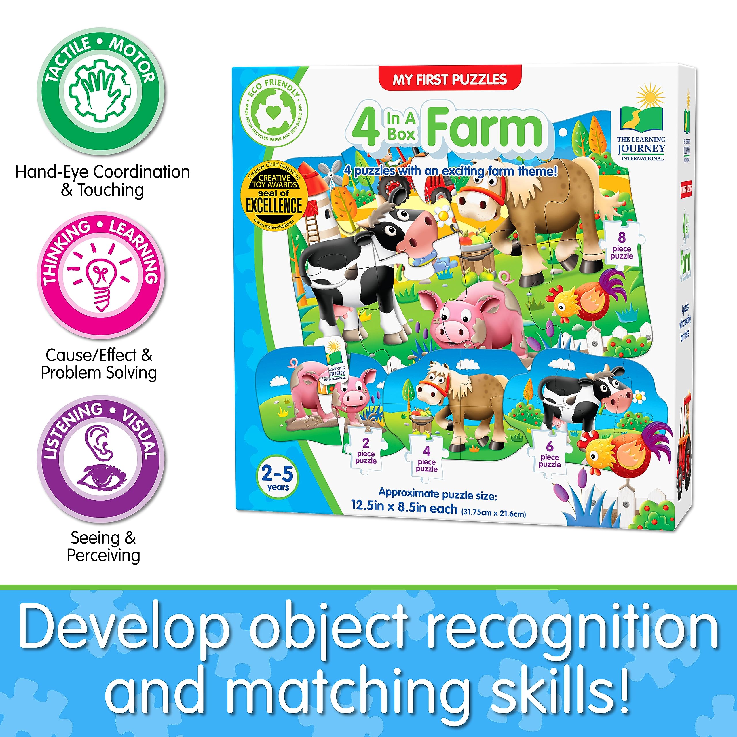 The Learning Journey box opened showing all four progressive puzzles neatly arranged