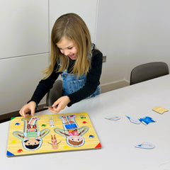 The Learning Journey puzzle next to a hand to show actual size