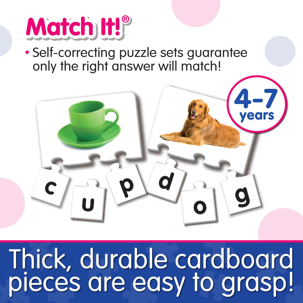 The Learning Journey assembled three-piece puzzle illustrating correct word formation