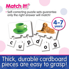The Learning Journey assembled three-piece puzzle illustrating correct word formation