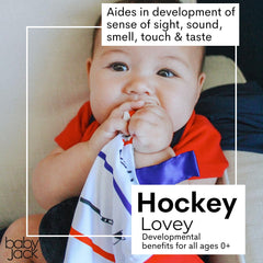 The Learning Lovey double-stitched tabs ensure durable, secure play during early exploration.