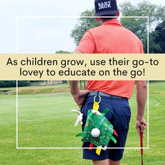 The Learning Lovey on-the-go sensory toy supports five-sense exploration.