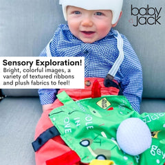 The Learning Lovey sewn ribbon tabs ensure safe, tangle-free use.