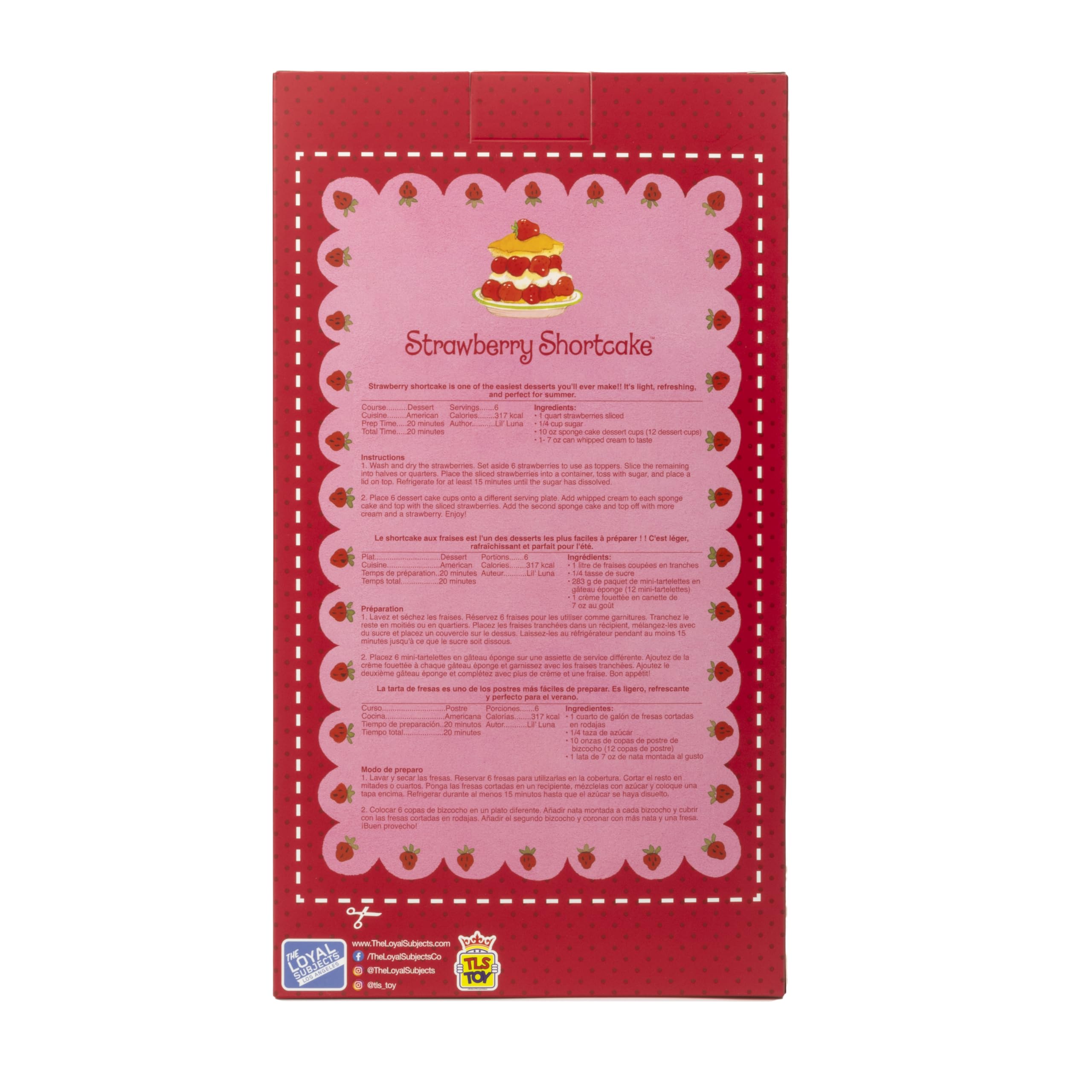 The Loyal Subjects Strawberry Shortcake wearing gold shoes with heart accents for collectible charm.