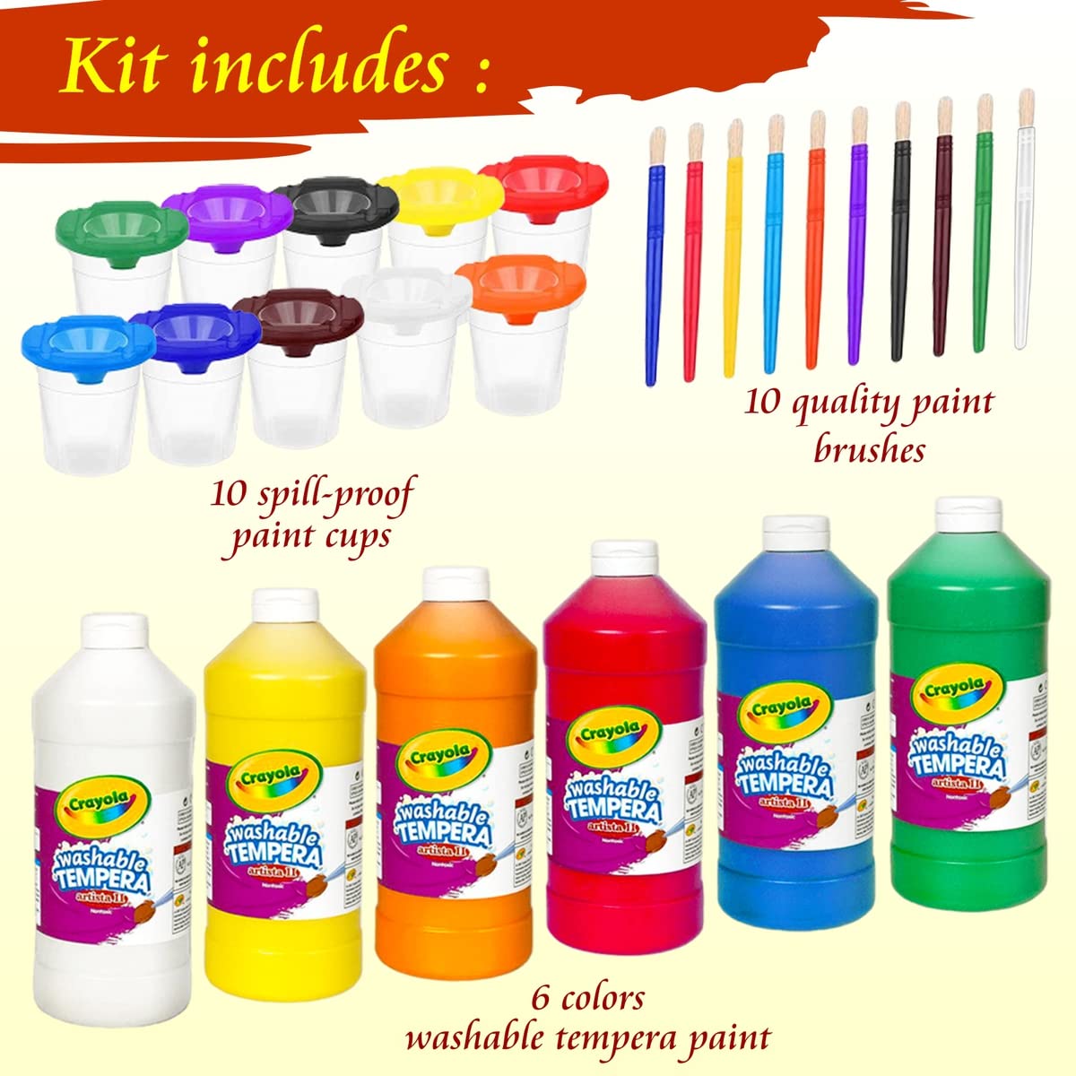 The Mega Deals 16 oz paint bottles for kids enable smooth pouring and quick cleanup.