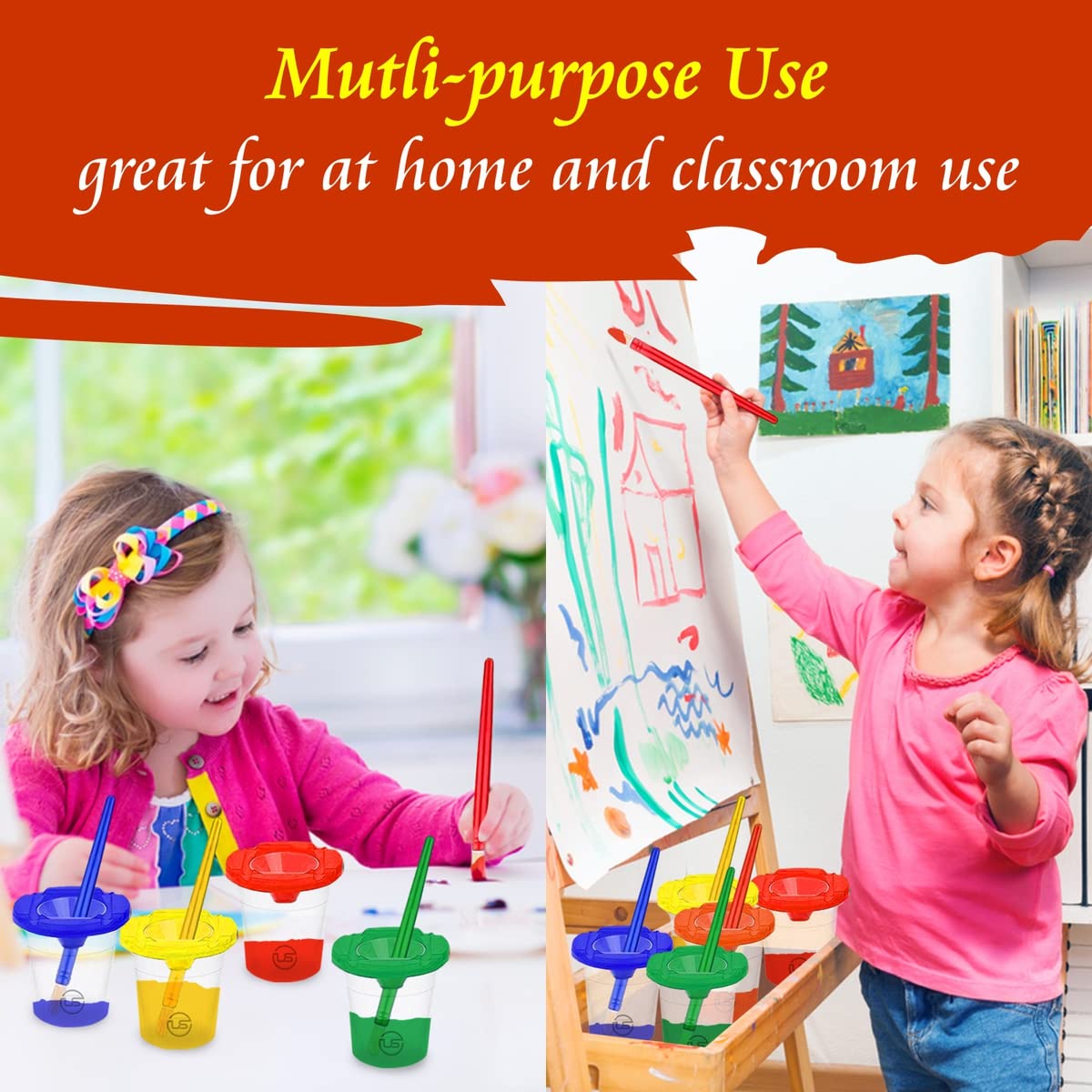The Mega Deals six kid-friendly brushes included for varied painting strokes.