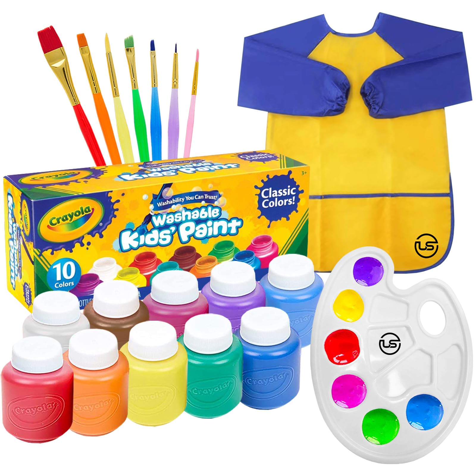 The Mega Deals Kids Painting Set 10 colors for bright, kid-friendly art projects.