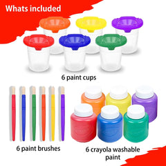 The Mega Deals paint cups with spill-proof lids keep colors fresh.