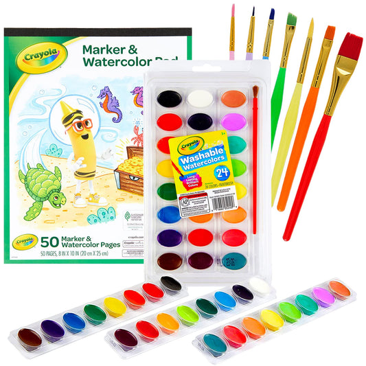 The Mega Deals watercolor set with 24 vibrant colors for kids ready to start painting