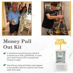 The Money Cake plastic roll with 50 pockets for cash gifts.
