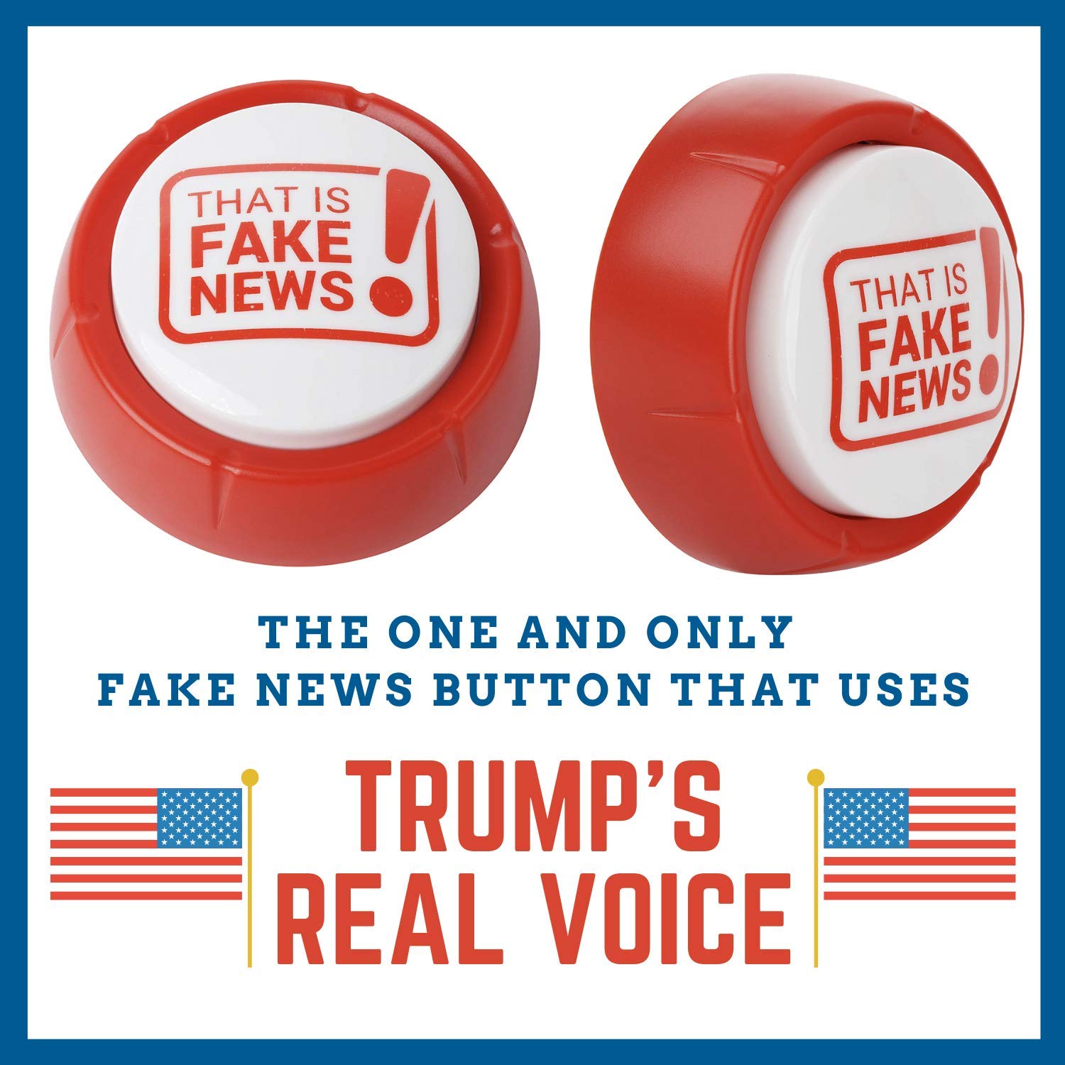 The Monocle Breakers Fake News Button side profile highlighting crisp audio for lively desk conversations.