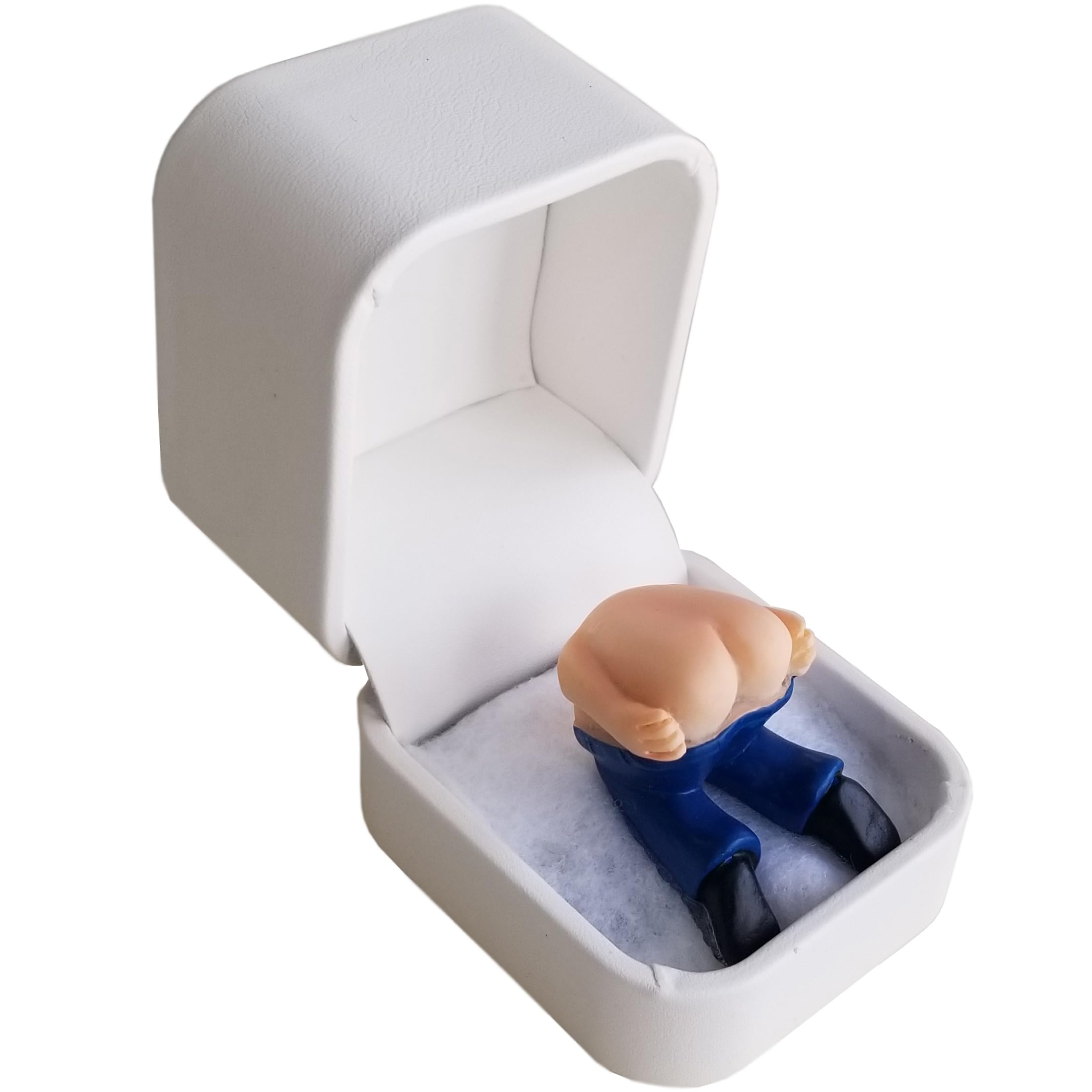 The Moon Ring white leatherette ring box, authentic-looking packaging.