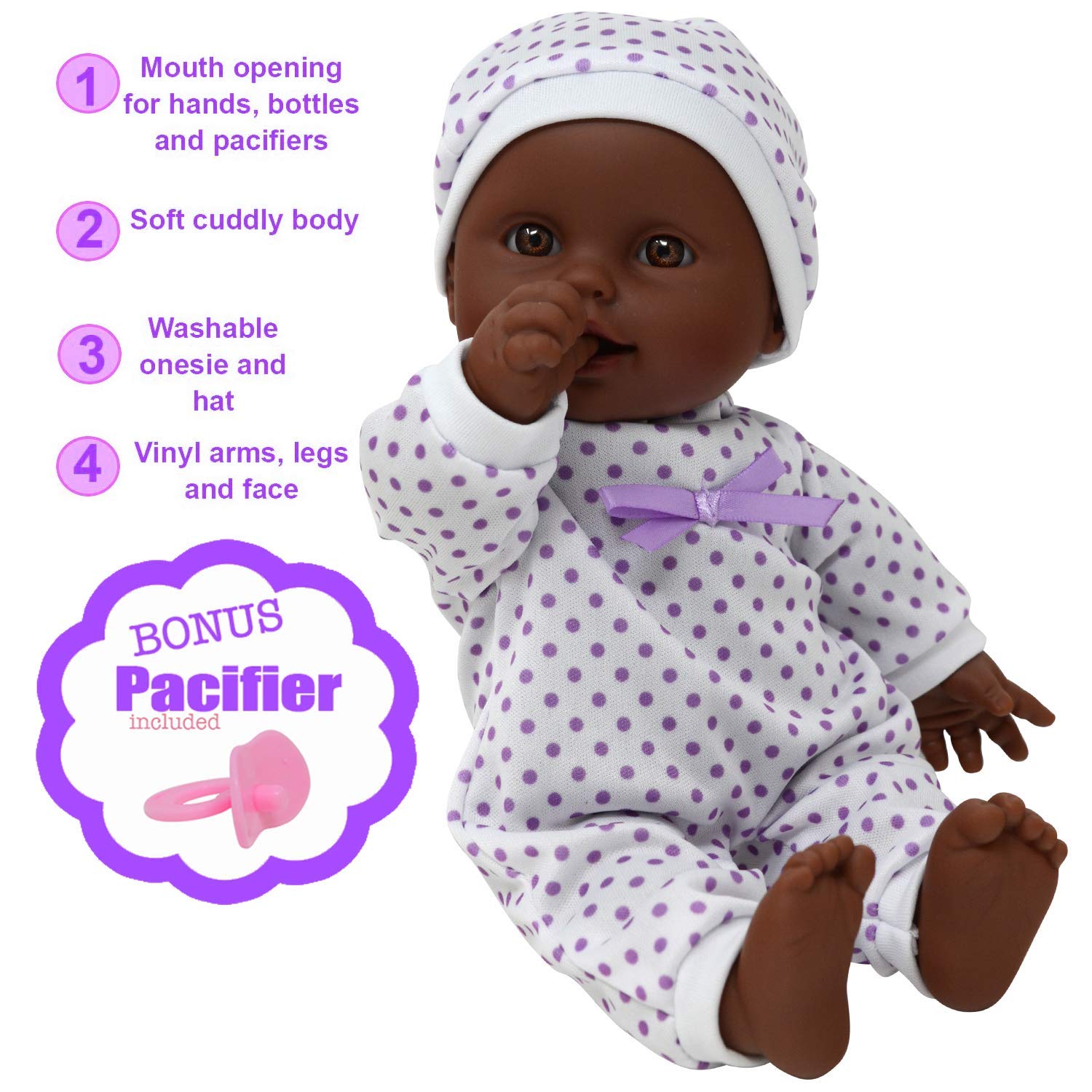 The New York Doll Collection 11-inch soft limbs are easy for little hands to grasp