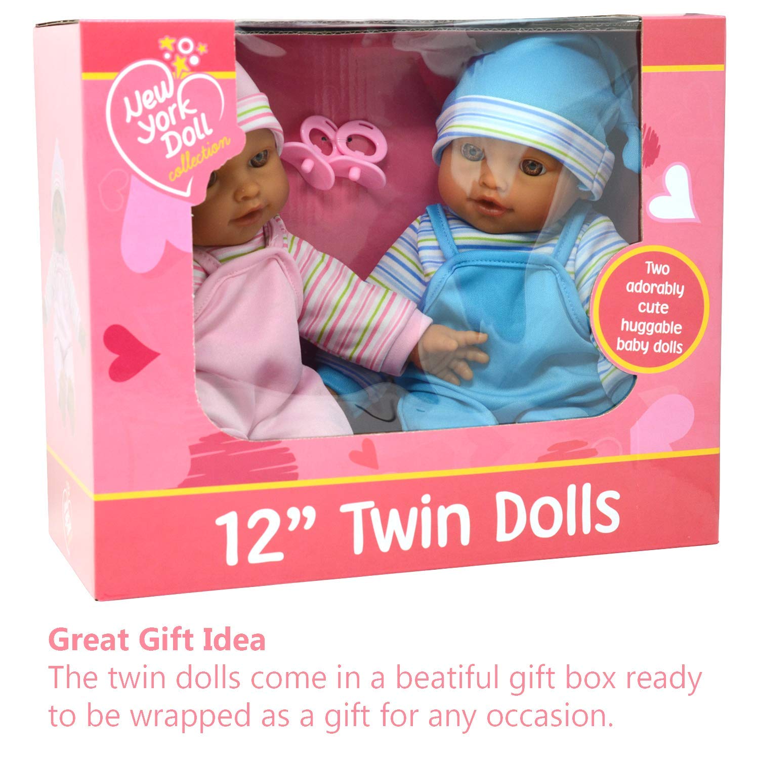 The New York Doll Collection 12-inch dolls feature lifelike vinyl heads and limbs.