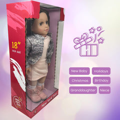 The New York Doll Collection 18in doll features jackets and tutu skirts for fashion moments.