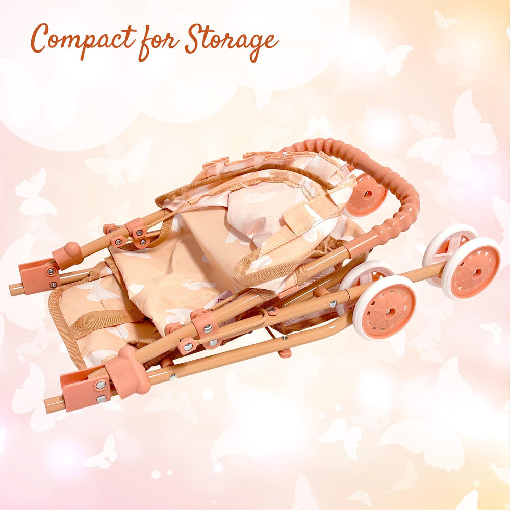 The New York Doll Collection compact travel-friendly stroller is easy to store.