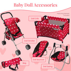 The New York Doll Collection pink doll swing, gentle motion during playtime.