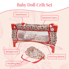 The New York Doll Collection compact collapsible doll bed for travel.