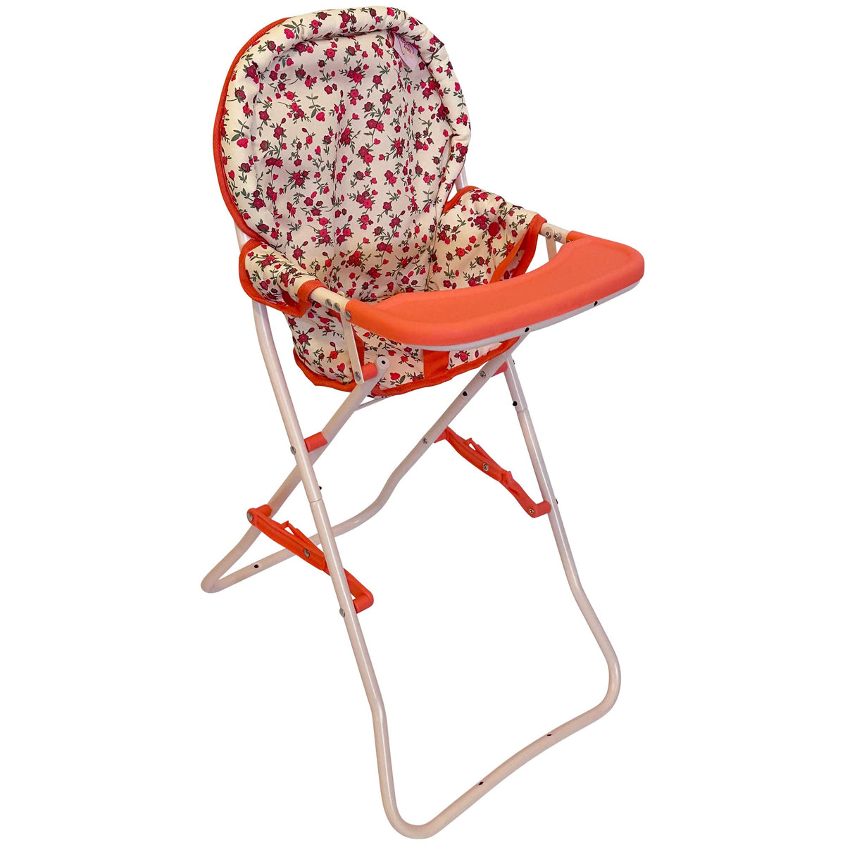 The New York Doll Collection foldable high chair setup for 18-inch dolls, portable and tidy.