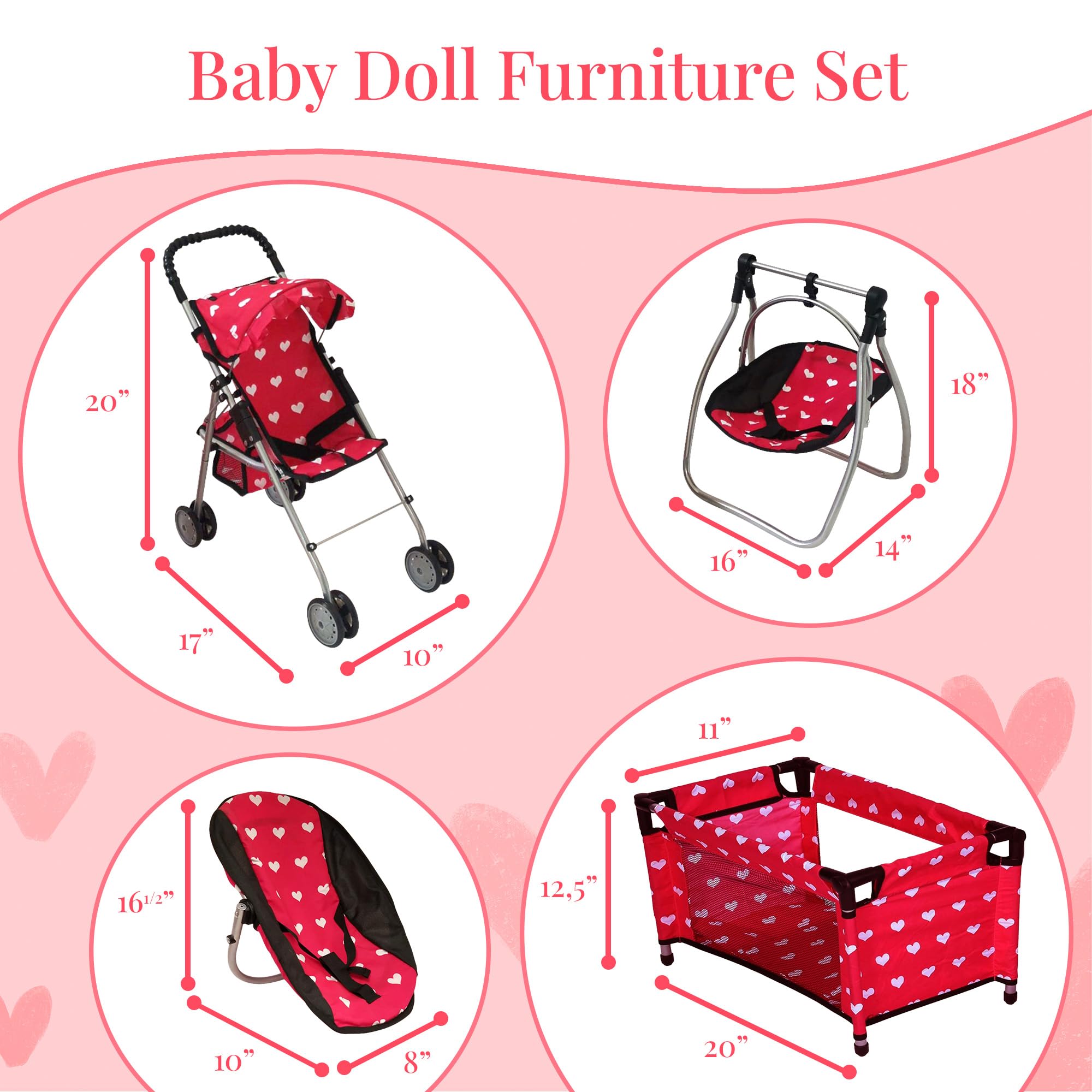The New York Doll Collection pink foldable playset, easy to transport and store.