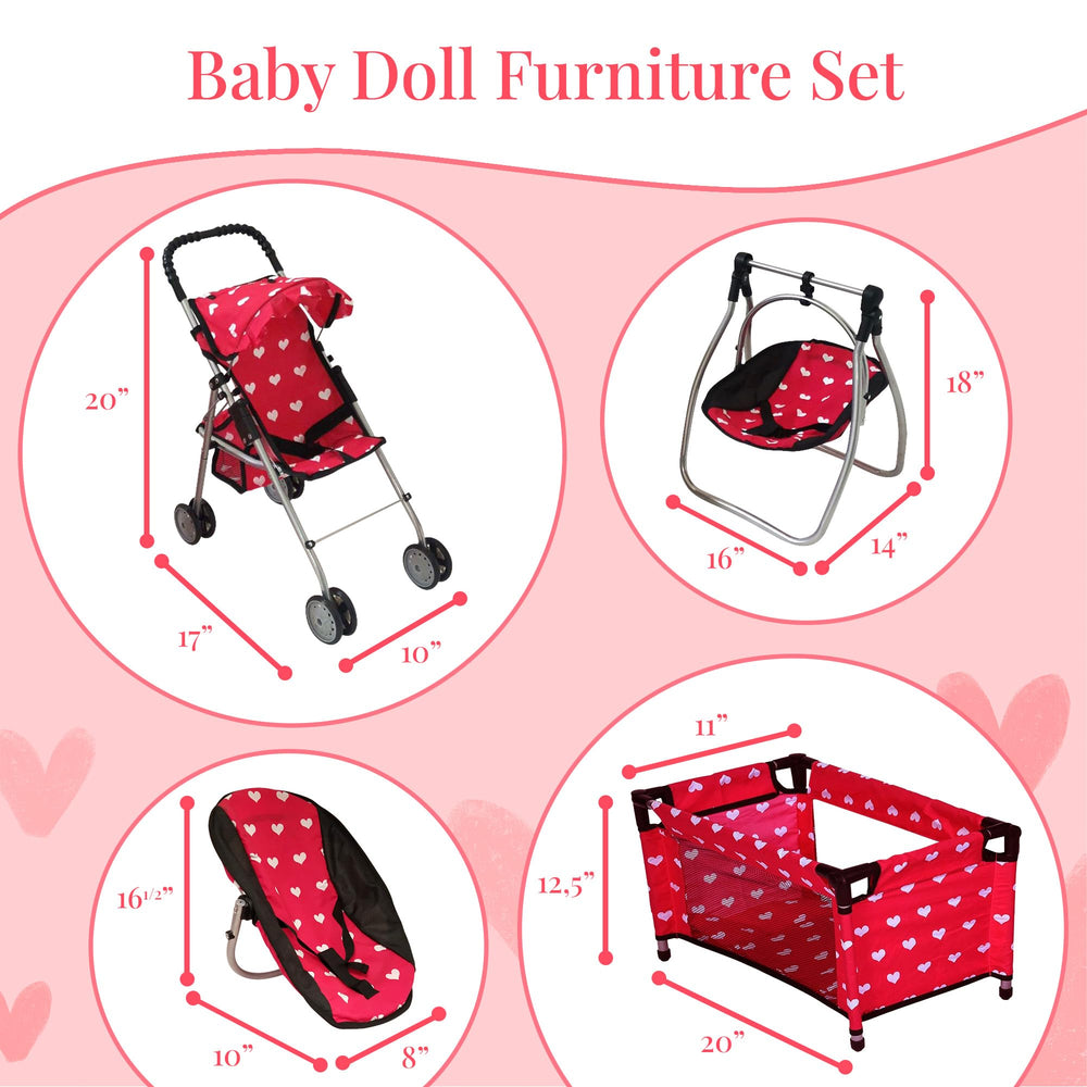 The New York Doll Collection pink foldable playset, easy to transport and store.