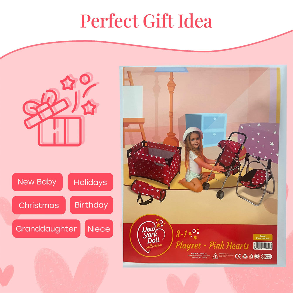 The New York Doll Collection pink gift set, ideal for birthdays and holidays.