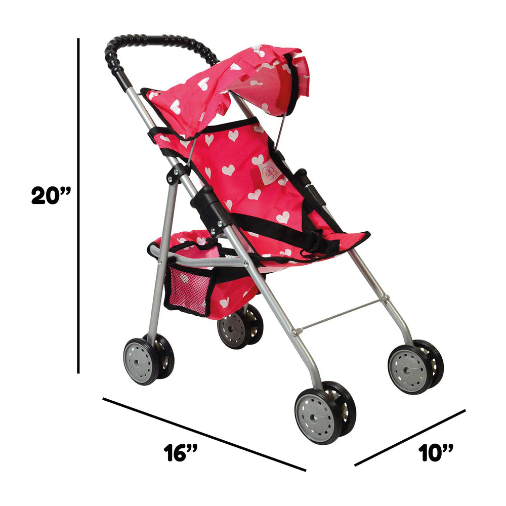 The New York Doll Collection pink hearts design adds a friendly, charming vibe.