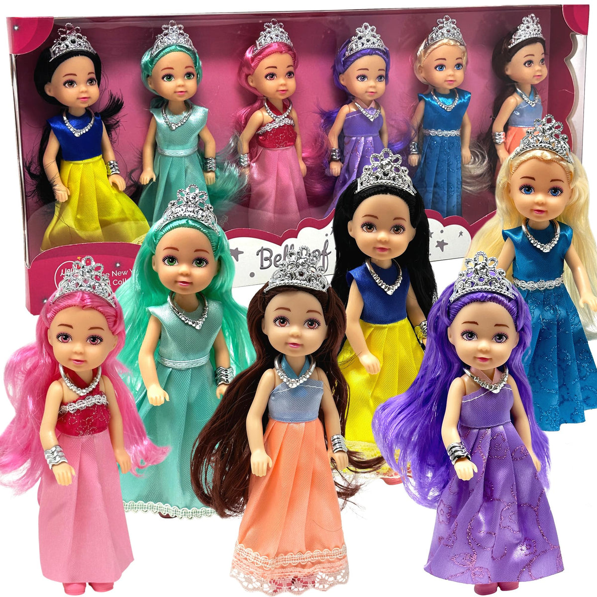 The New York Doll Collection little princess dolls set for imaginative play with six diverse figures