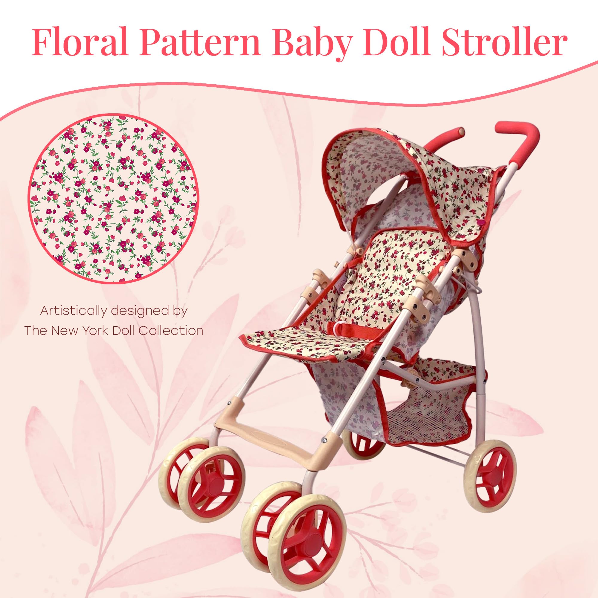 The New York Doll Collection mesh storage basket keeps doll accessories organized.