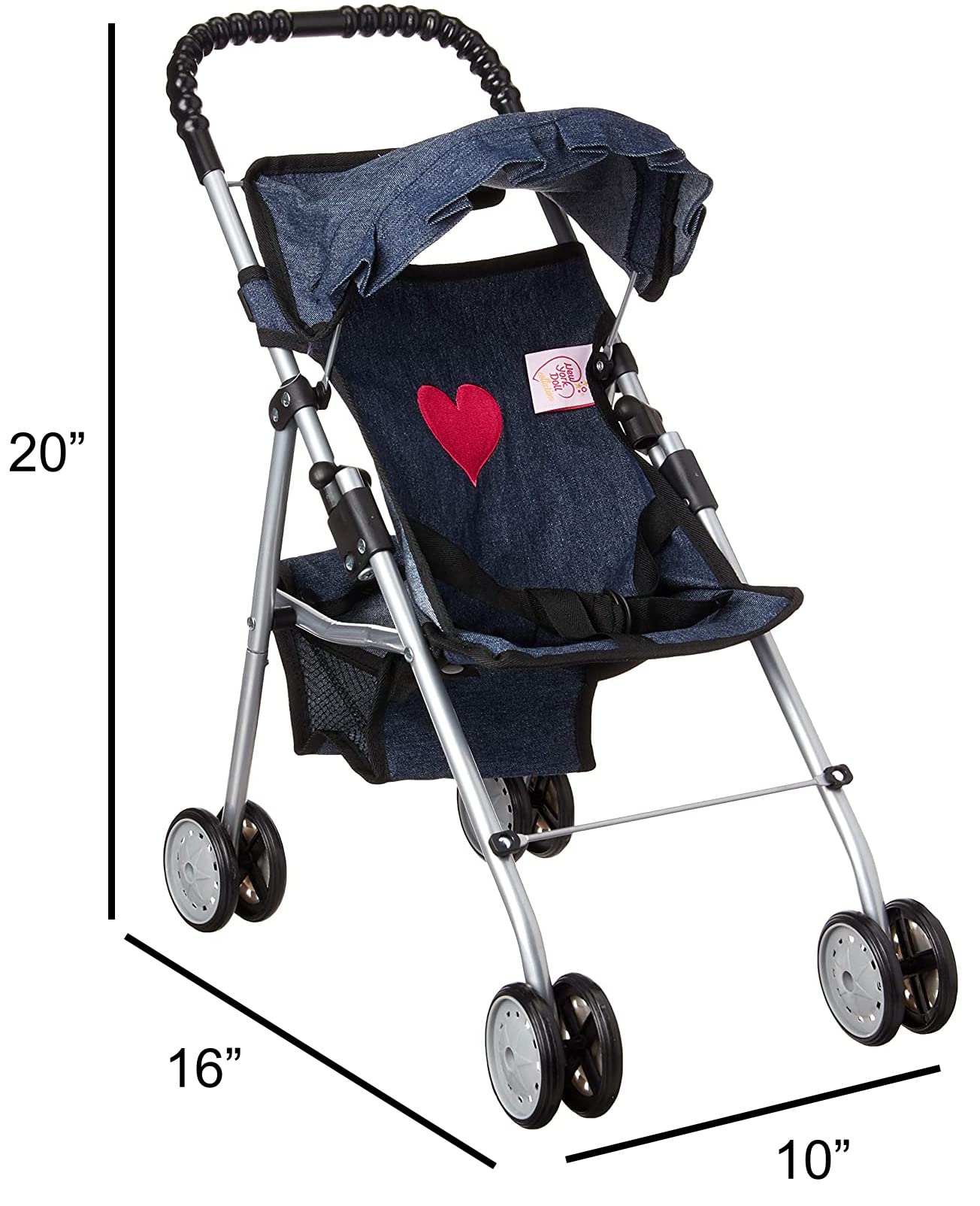 The New York Doll Collection My First Doll Stroller Denim fits 18-inch dolls for play
