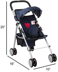 The New York Doll Collection My First Doll Stroller Denim fits 18-inch dolls for play