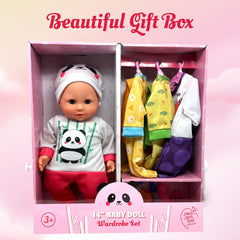 The New York Doll Collection panda mirror and doll hangers for display
