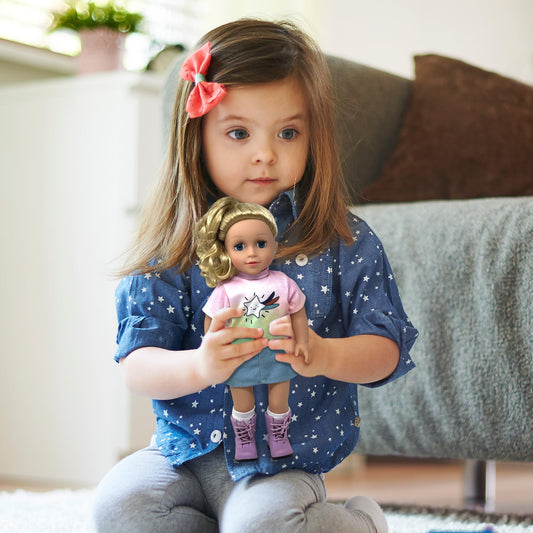 The New York Doll Collection with poseable arms and legs for dynamic play.