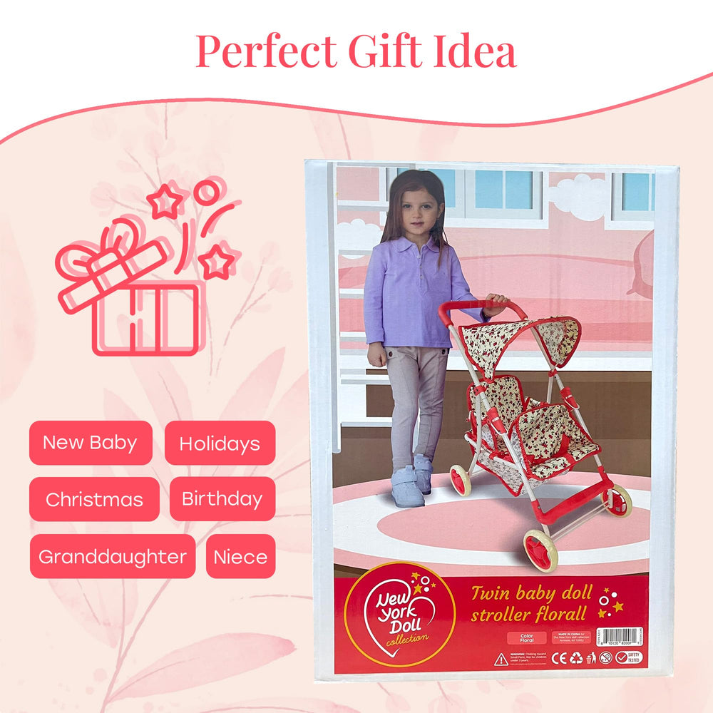 The New York Doll Collection steel frame stroller offers sturdy, durable playtime support