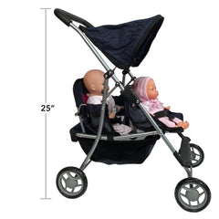 Outdoor play-ready The New York Doll Collection twin stroller in use